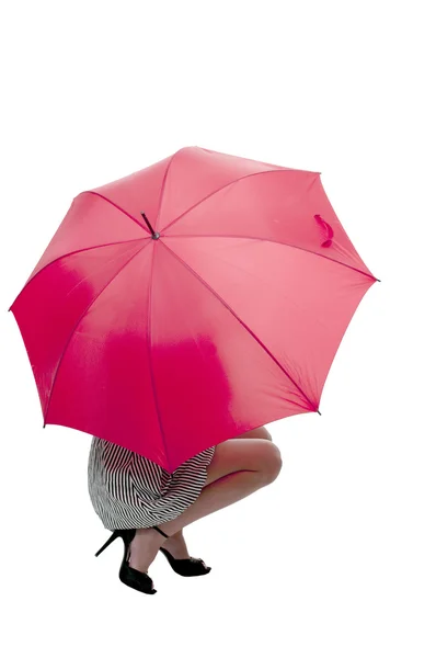 Mujer sosteniendo paraguas — Foto de Stock