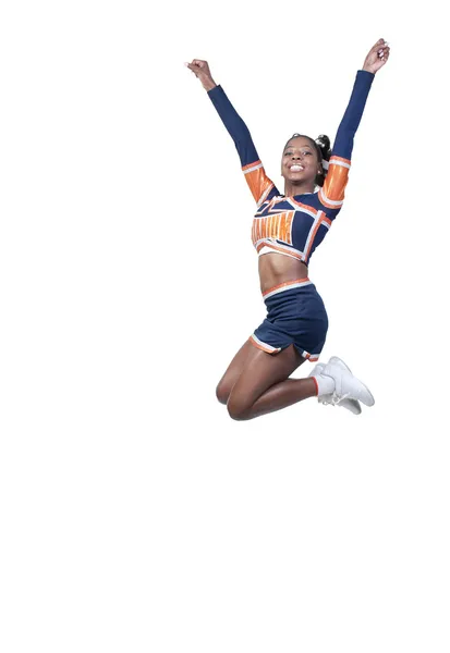 Svart tjej cheerleader — Stockfoto