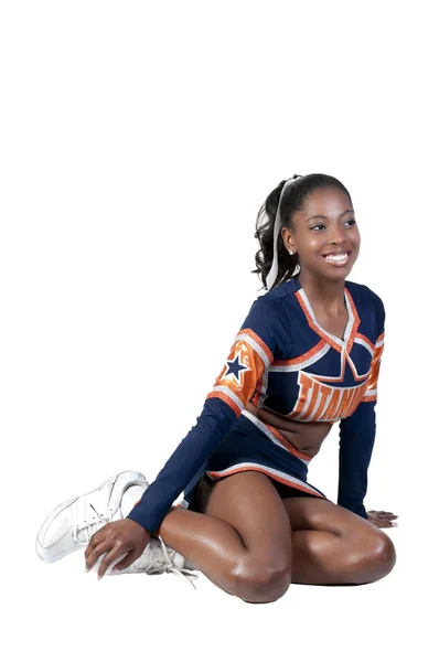 Zwarte meid cheerleader — Stockfoto