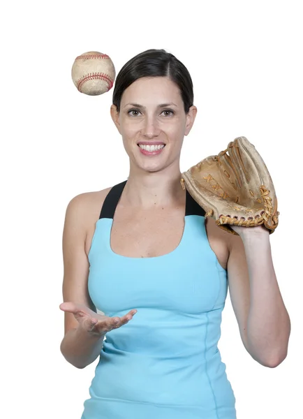 Žena baseballový hráč — Stock fotografie