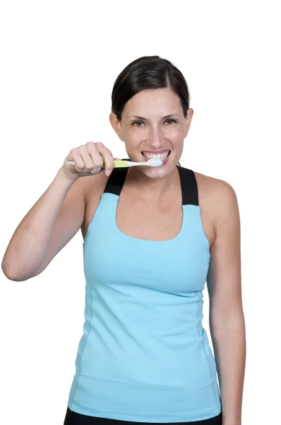 Hermosa mujer Cepillarse los dientes — Foto de Stock