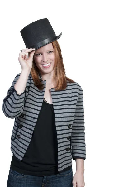 Mulher vestindo um chapéu Top — Fotografia de Stock