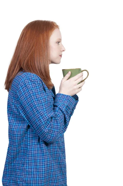 Γυναίκα πίνει καφέ. — Φωτογραφία Αρχείου