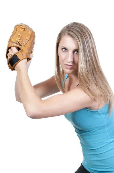 Kvinna basebollspelare — Stockfoto