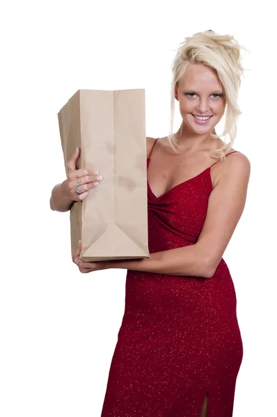 女性ショッピングバッグ ロイヤリティフリーのストック写真
