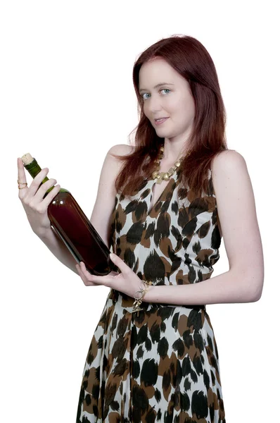 Frau mit Wein — Stockfoto