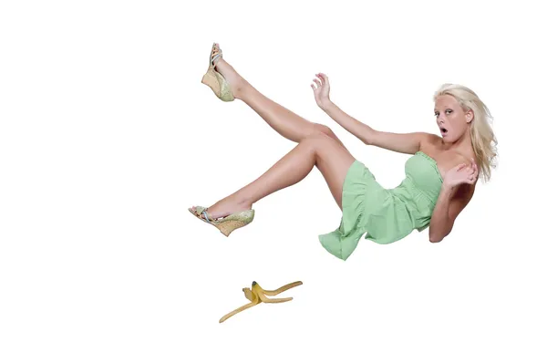Slipping on a banana — Stock Photo, Image