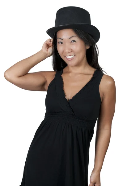 亚洲女人戴着顶帽子 — 图库照片