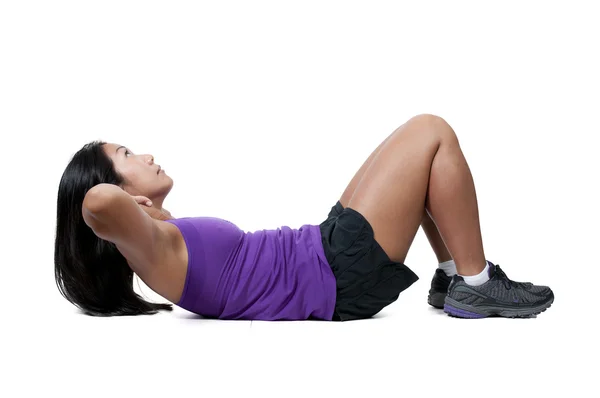 Asian Woman Doing Crunches — Stock Photo, Image