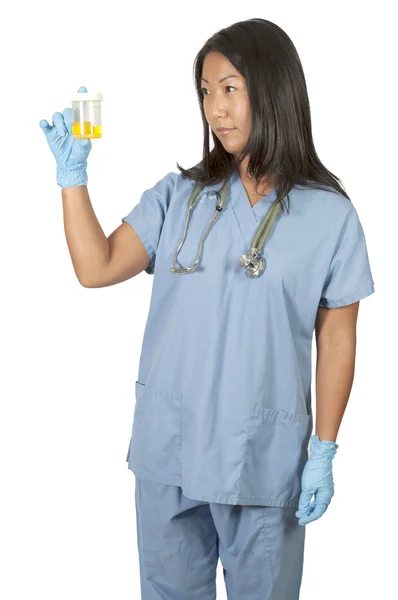 Woman Doctor with Urine Sample — Stock Photo, Image
