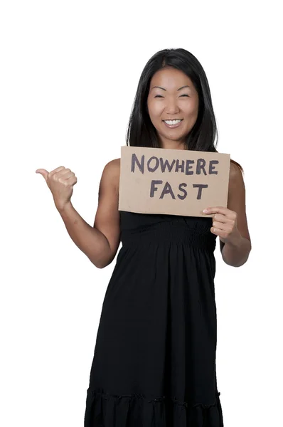 Woman Holding Sign — Stock Photo, Image
