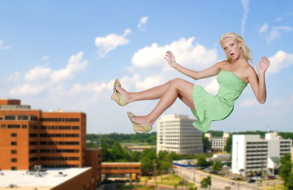 Woman Falling Through the Sky — Stock Photo, Image