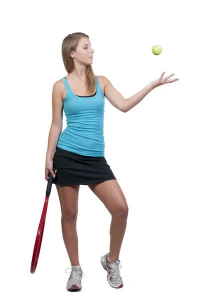 Kobieta grająca w kort tenisowy — Zdjęcie stockowe