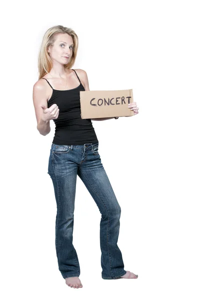Žena stopování na koncert — Stock fotografie