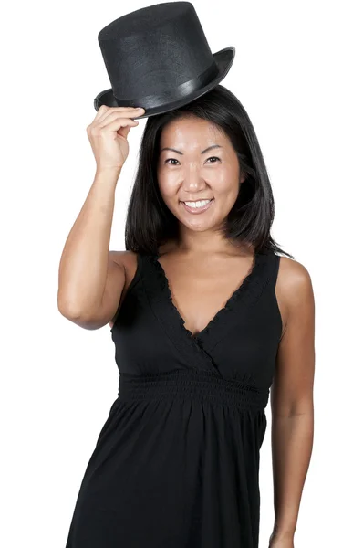 Asiatique femme portant un chapeau haut de forme — Photo