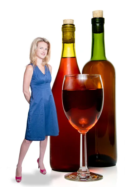 Жінка з вином — стокове фото