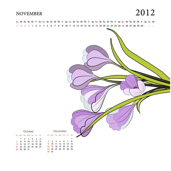 2012 年のカレンダー — ストックベクタ