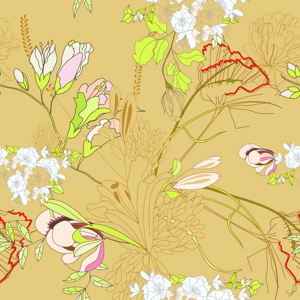 Квіткові безшовної шпалери — стоковий вектор
