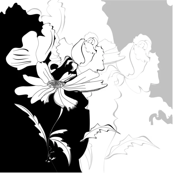 单色背景与鲜花 — 图库矢量图片
