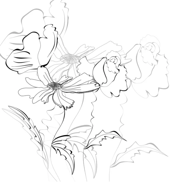 Monokrom bakgrund med blommor — Stock vektor