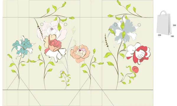 Modèle pour sac avec fleurs — Image vectorielle