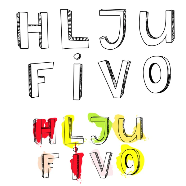 Letras H, L, J, U, F, I, V, O — Archivo Imágenes Vectoriales