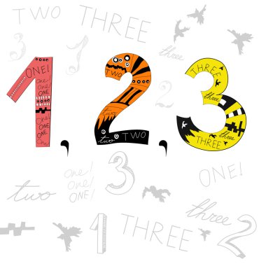 Numbers 1, 2, 3 clipart