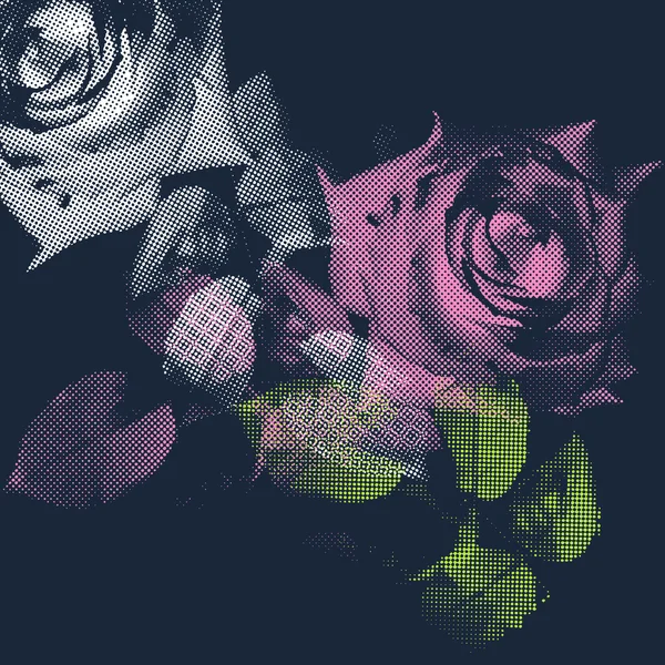Roses blanches et roses originales — Image vectorielle