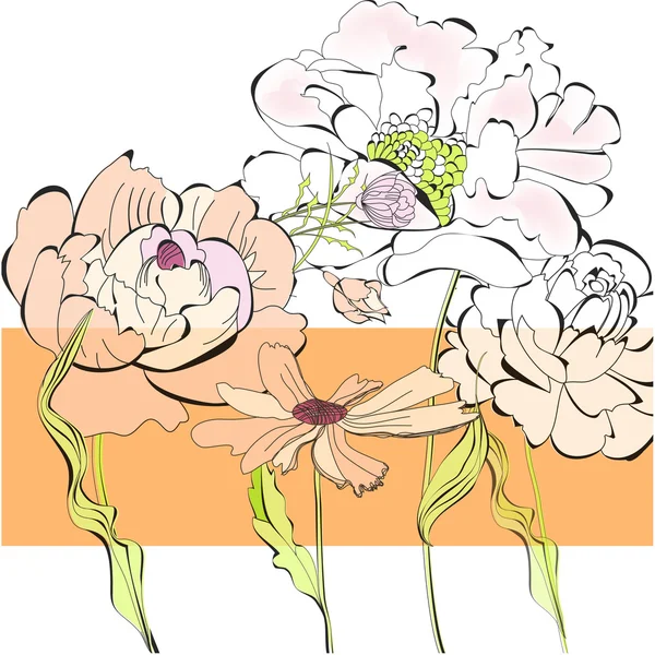 Plantilla para tarjeta con flores — Archivo Imágenes Vectoriales