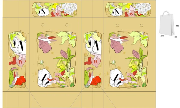 Урожайний шаблон сумки з квітами — стоковий вектор