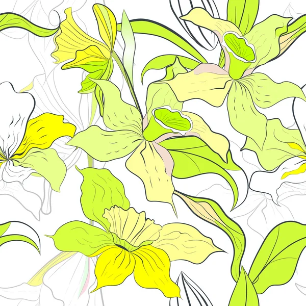 水仙の花を持つシームレスなパターン — ストックベクタ