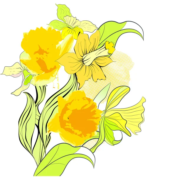 Kort med narcisser blommor — Stock vektor