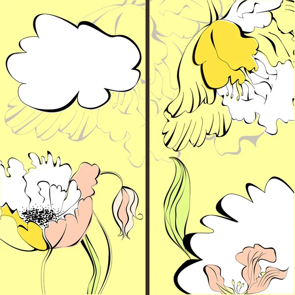 花の要素と 2 つのバナー — ストックベクタ