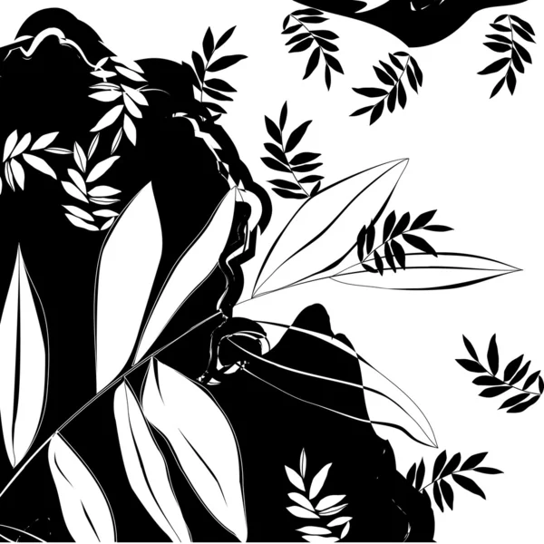 Μονόχρωμο φόντο με διακοσμητικά φύλλα — Διανυσματικό Αρχείο