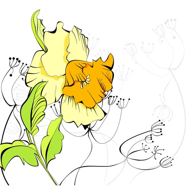 Fondo floral con flor de narciso — Vector de stock
