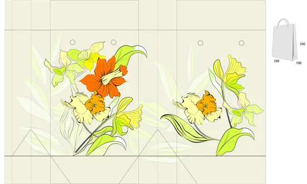 Plantilla para bolsa con flores — Archivo Imágenes Vectoriales