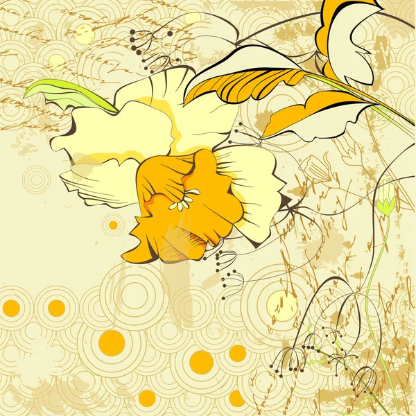 Fond stylisé rétro avec des fleurs — Image vectorielle