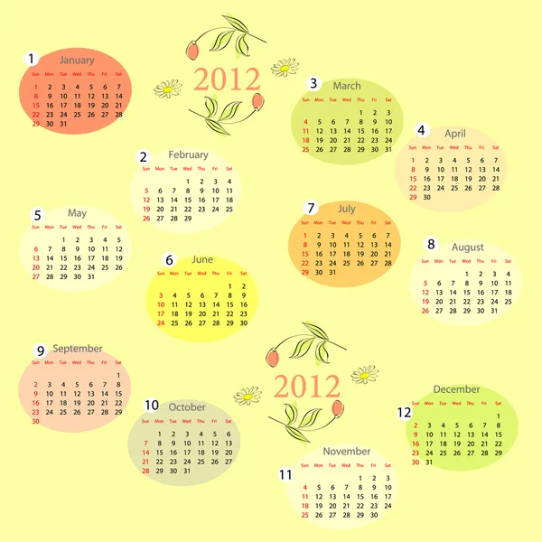 Декоративний календар на 2012 рік — стоковий вектор