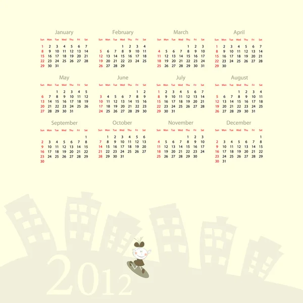 Modelo para o calendário 2012 — Vetor de Stock