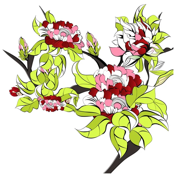 Bel arbre avec des fleurs — Image vectorielle