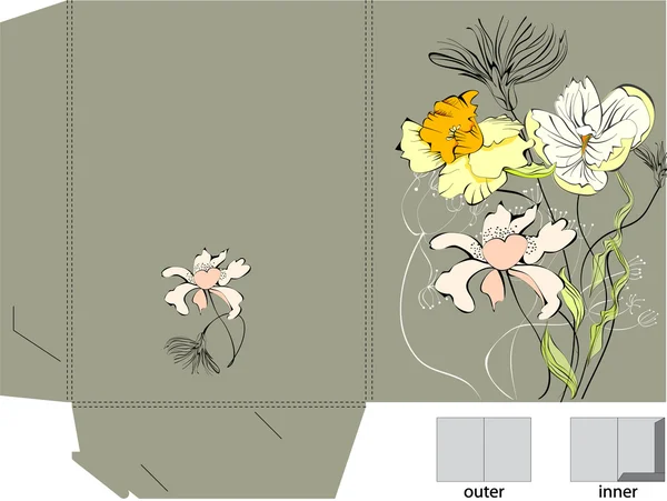 Plantilla para carpeta con flores — Vector de stock
