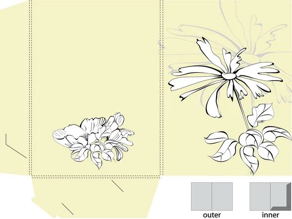 Carpeta decorativa con elemento floral — Archivo Imágenes Vectoriales