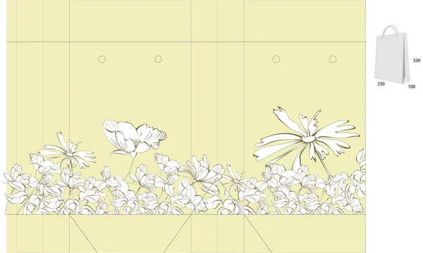Sjabloon voor tas met bloemen — Stockvector
