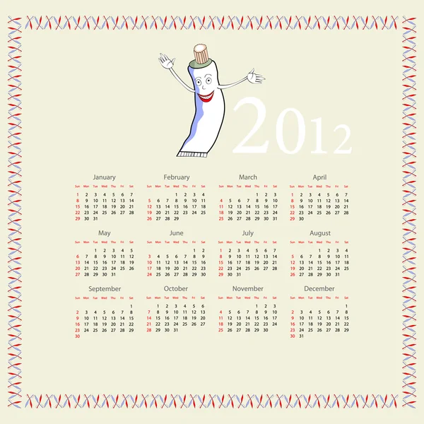 Kalender mit einer Tube Zahnpasta — Stockvektor