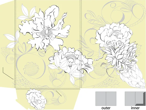 Vorlage für Tasche mit floralem Ornament — Stockvektor