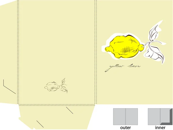 Decorative folder with a yellow lemon — Stock Vector