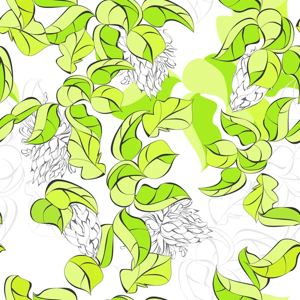 Nahtloses Papier mit grünen Blättern — Stockvektor