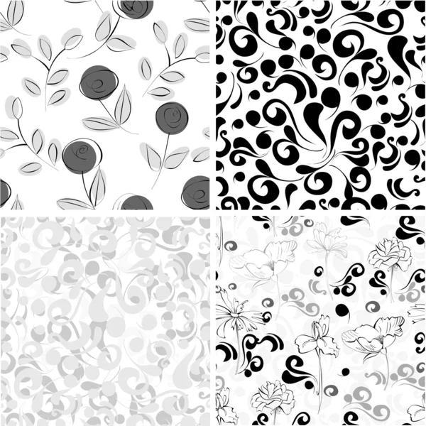 Set of Floral seamless pattern — Stock Vector