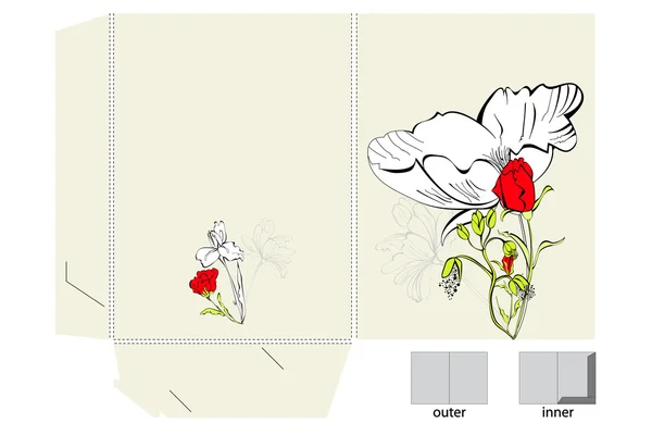 Dossier décoratif avec élément floral — Image vectorielle