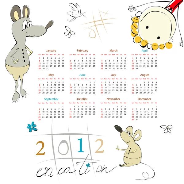 Шаблон на календарь 2012 — стоковый вектор